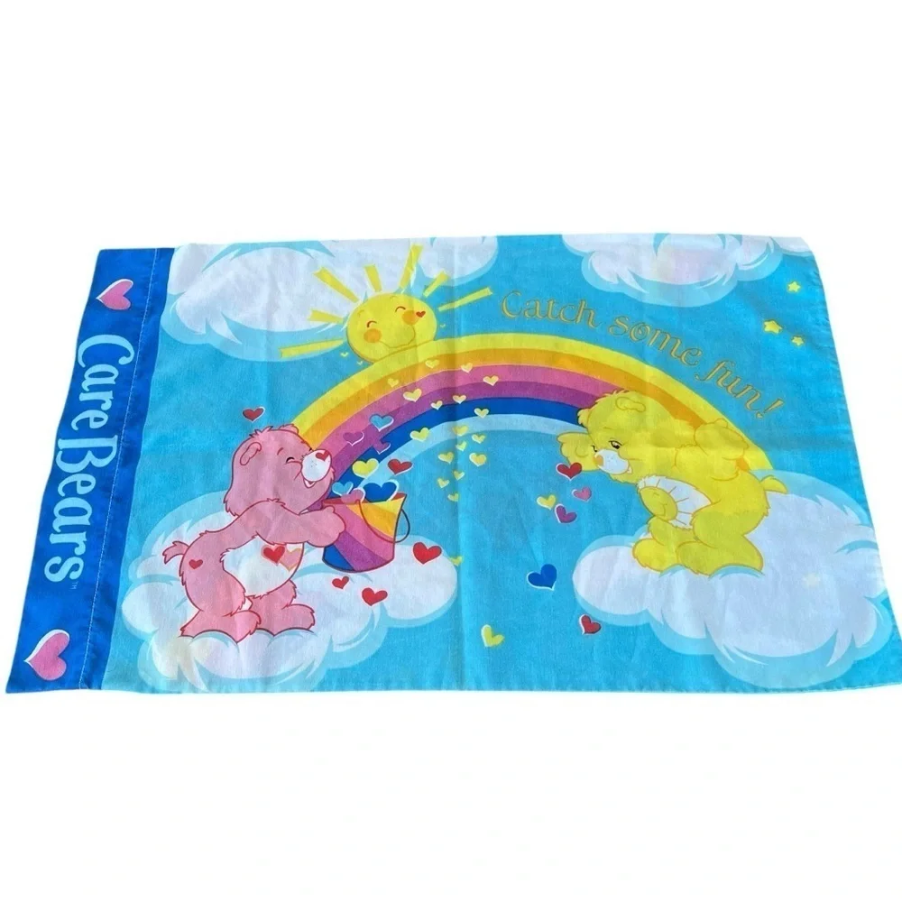 VTG Franco Care Bears Standard Pillowcase Set Rainbow Trail Catch Some Fun GUC
